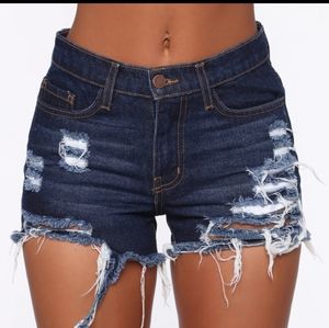 Medium Wash Destressed Denim Shorts